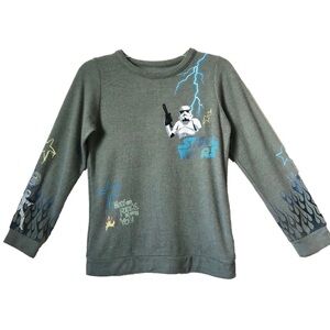Star Wars Kids Gray Long Sleeve Fleece Shirt Stormtrooper Darth Vader Design 14